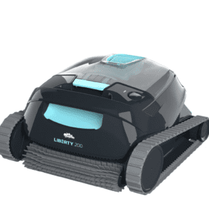 Robotic pool cleaner with tank-like tracks.